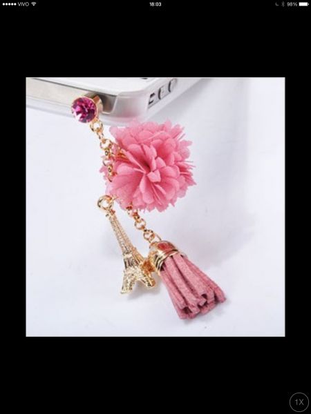 Pingente rosa para saída de fone de ouvido